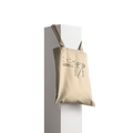 Natural canvas tote bag with long handles and front graphic print