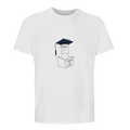 Organic unisex T-shirt in white with graduation graphic on chest