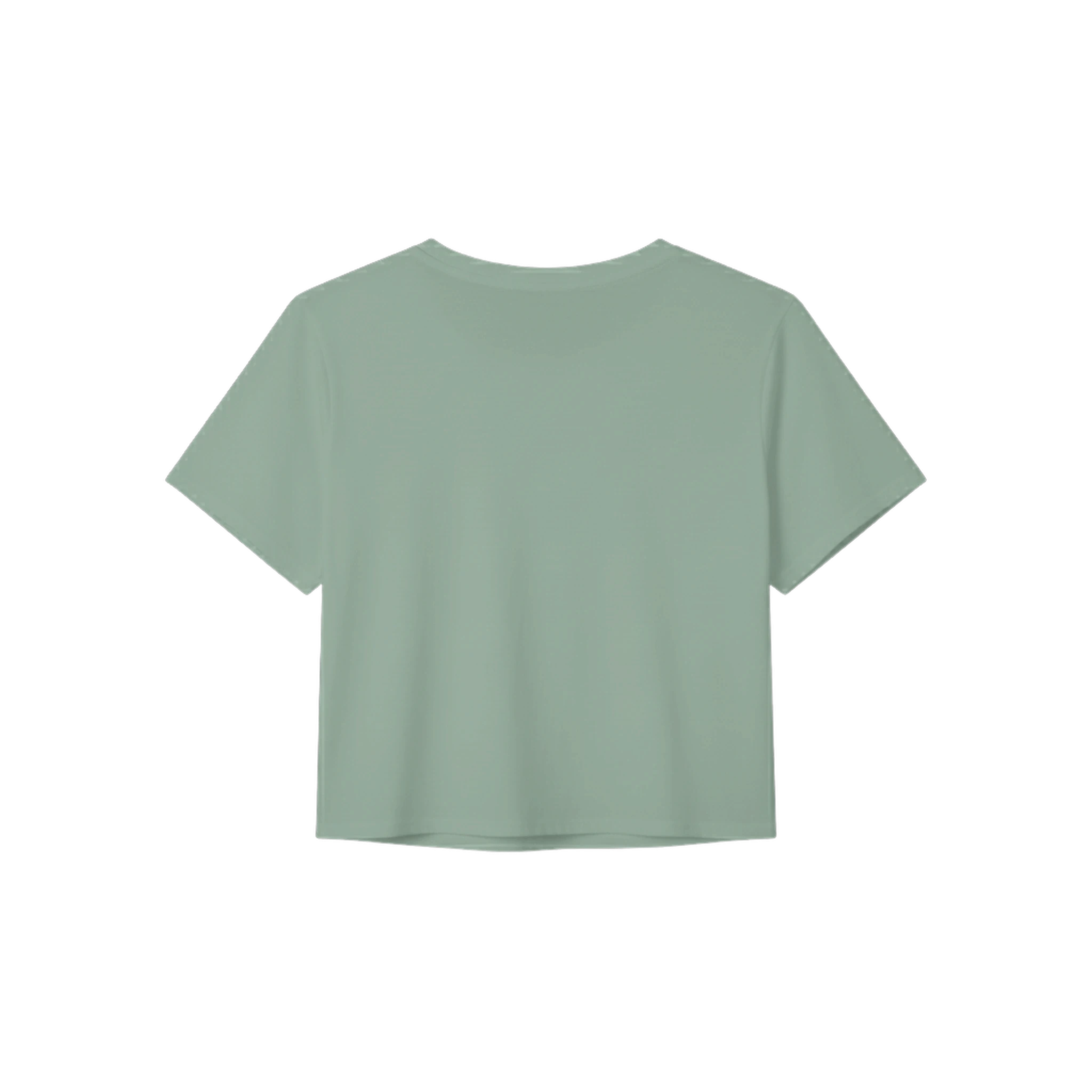Mint green crop tee with short sleeves and crew neckline, no visible graphic.