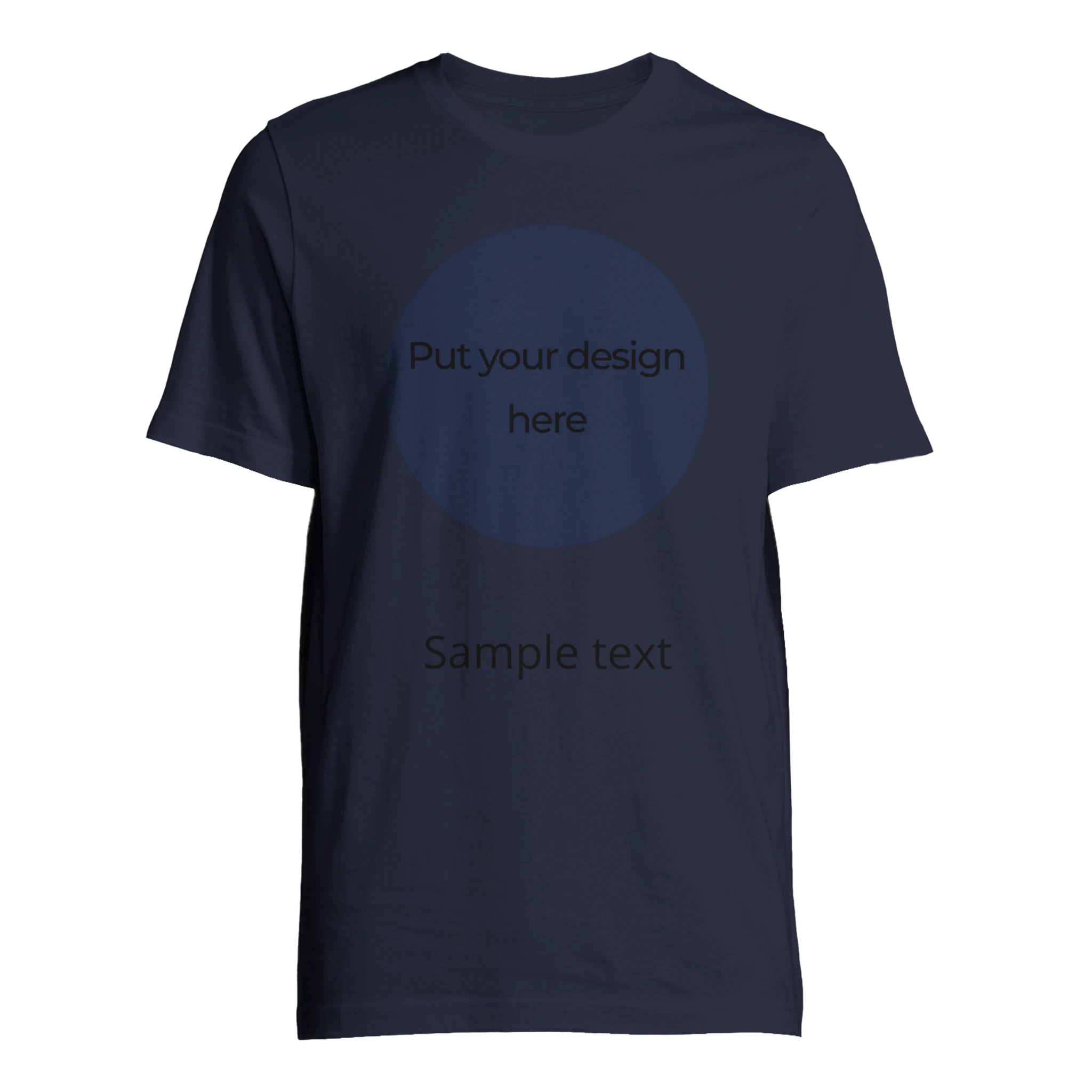 Unisex T-shirt, navy/dark blue with round front design placeholder