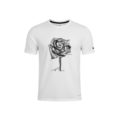 Women’s Nike T-shirt, white, with sketch rose graphic on the chest