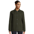 Unisex organic jacket, olive green with button-front and two chest pockets
