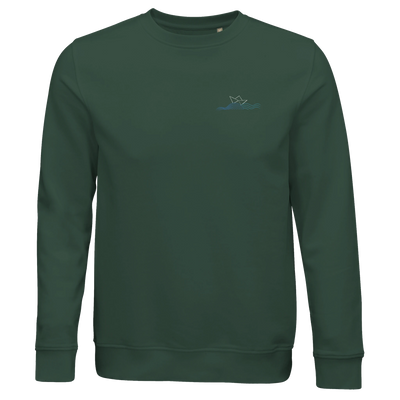 Bottle green unisex sweatshirt with small boat logo on chest