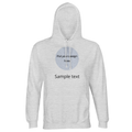 Unisex hoodie in light grey with hood, drawstrings, and front kangaroo pocket