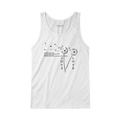 White tank top with crew neckline and tree LOVE graphic print