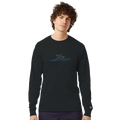 Men's boat-neck long-sleeve shirt, black, with chest boat graphic