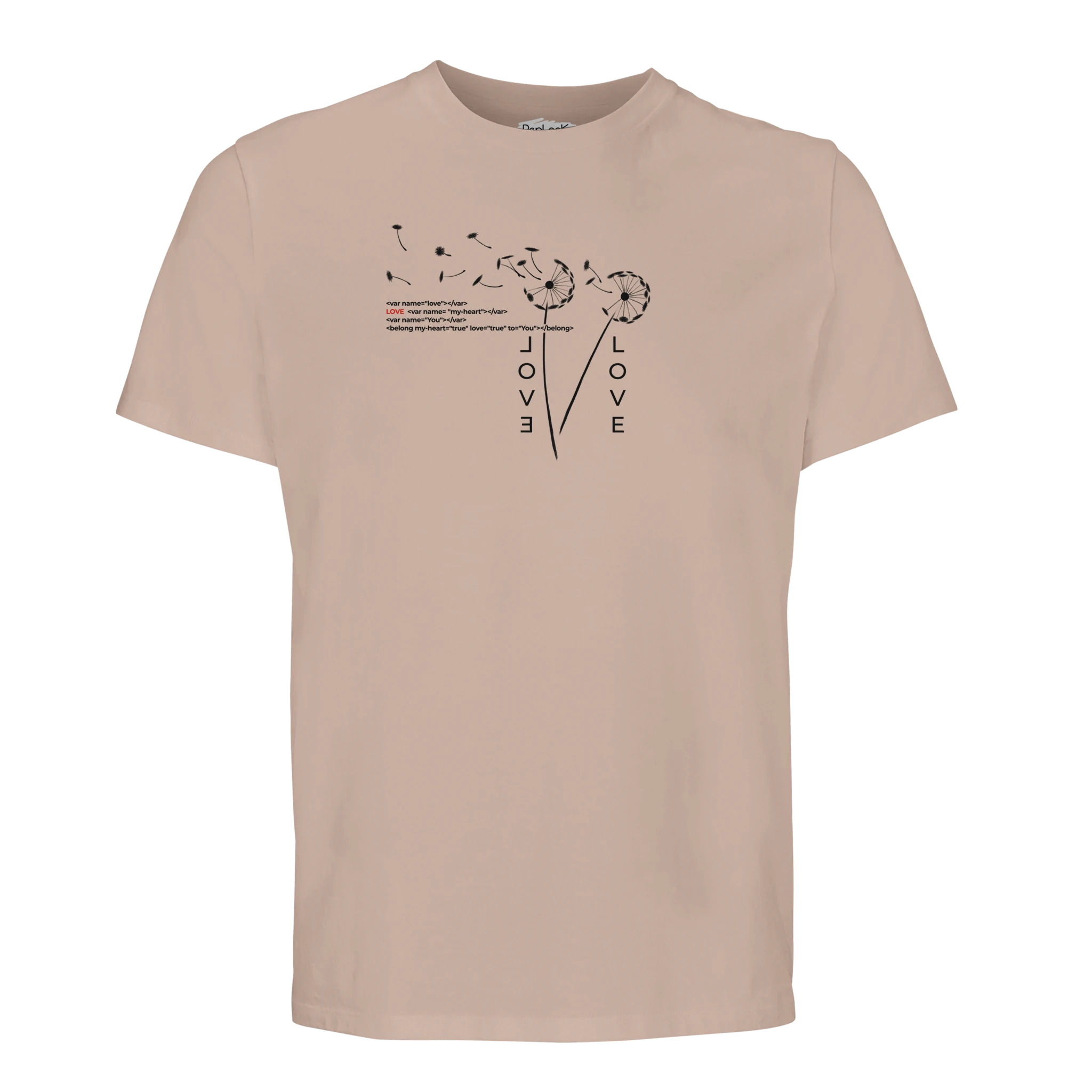 Organic cotton T-shirt, light beige crew neck with LOVE graphic print