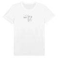 White crew-neck unisex T-shirt with small 'LOVE' heart graphic on chest