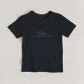 Kids Gildan crewneck t-shirt in black with ship and waves front graphic