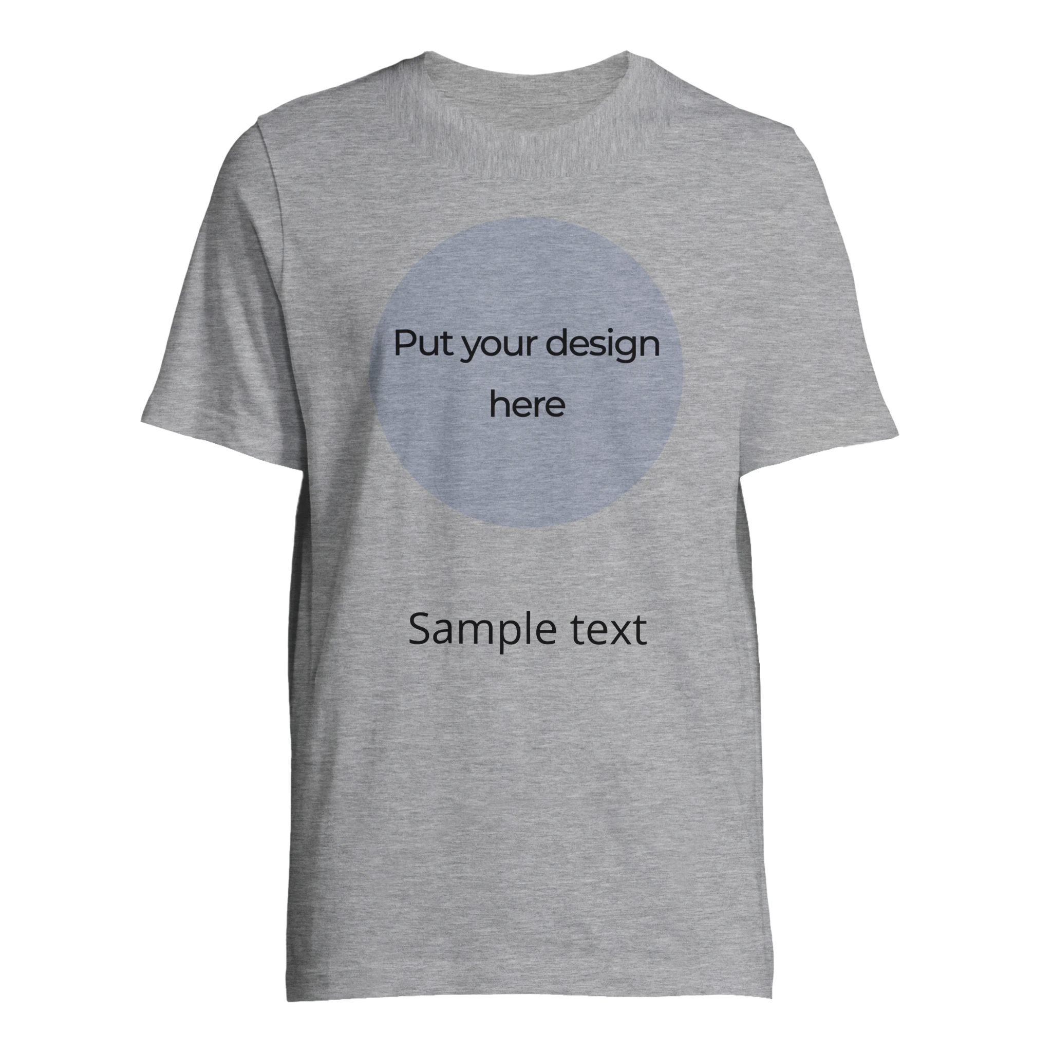 Unisex T-shirt, heather gray with round front design placeholder
