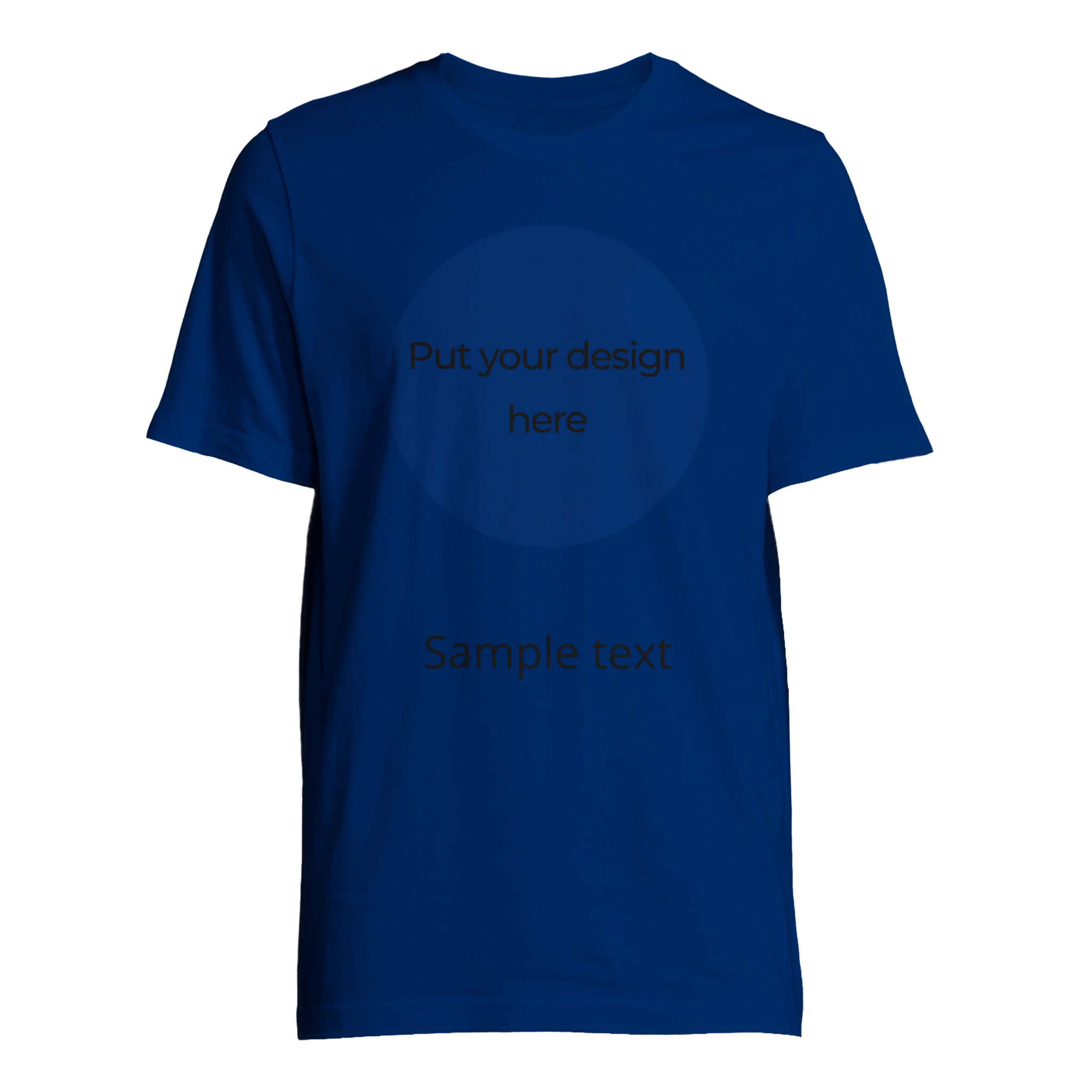 Unisex T-shirt, royal blue with round front design placeholder