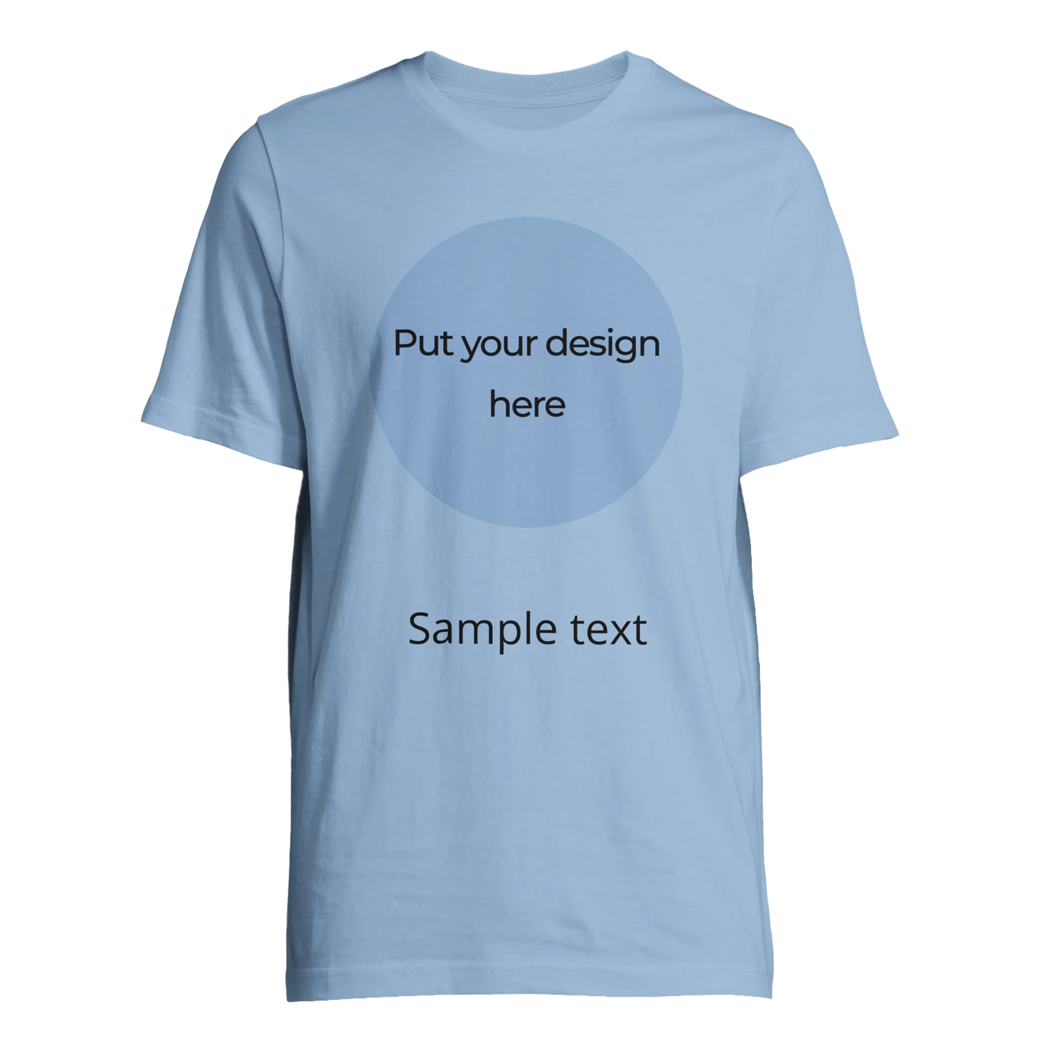 Unisex T-shirt, light blue with round front design placeholder