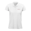 Women’s polo shirt in white with button placket and “LOVE” chest print