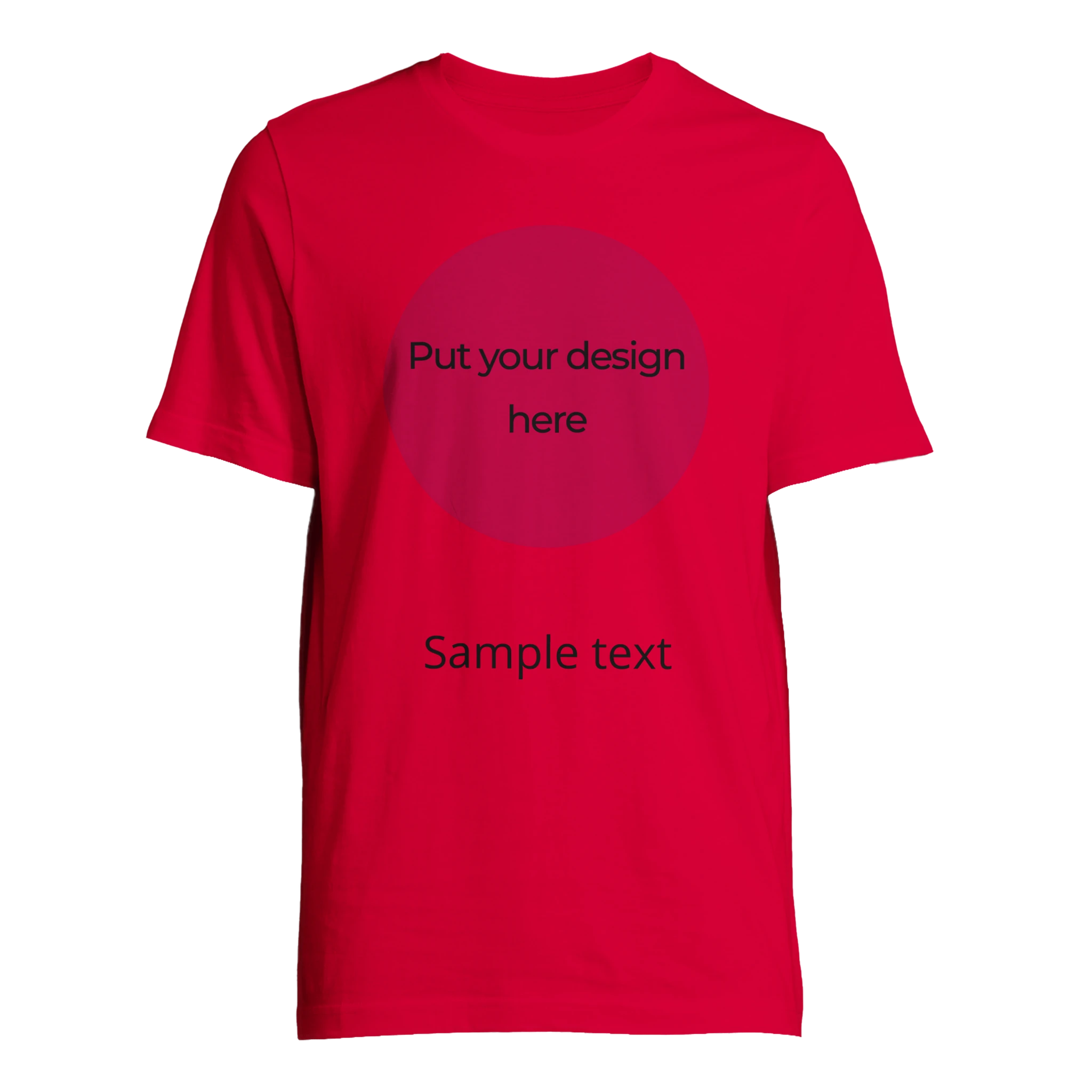 Unisex T-shirt, red with round front design placeholder