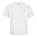 Unisex oversized T-shirt in white with small love graphic on chest