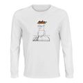 Long sleeve T-shirt in white with small graphic print at the chest