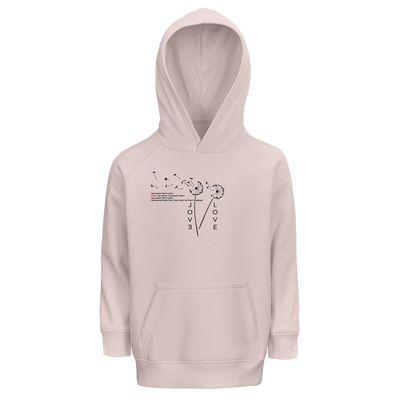 Kids hoodie, pale pink, front hood and pocket, heart graphic on chest