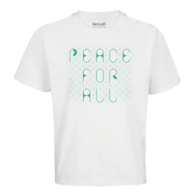 White oversized T-shirt with “Peace For Art lovers” graphic