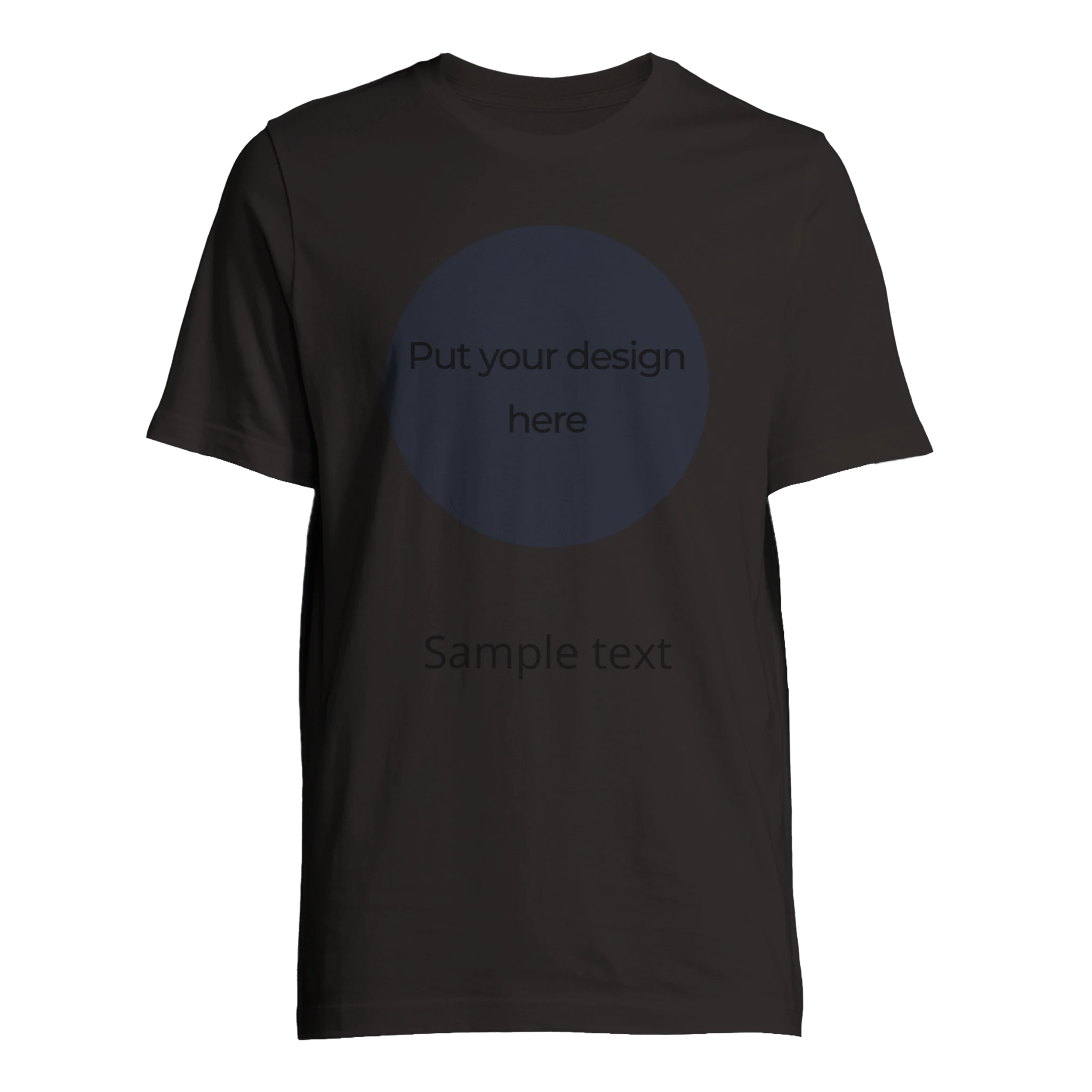 Unisex T-shirt, dark charcoal/black with round front design placeholder