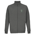 Unisex full-zip sweatshirt in grey melange with front zip and small chest logo print