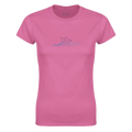 Womens boat graphic T-shirt in pink with crew neck and short sleeves