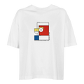 White oversized T-shirt with Piet Mondrian print