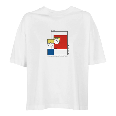 White oversized T-shirt with Piet Mondrian print