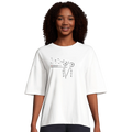 Organic oversized T-shirt in white with LOVE graphic on chest, relaxed fit, short sleeves