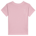 Toddler pink t-shirt with small 'LOVE' graphic and heart outline at chest