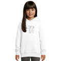 Kids hoodie, white, front hood and pocket, heart graphic on chest