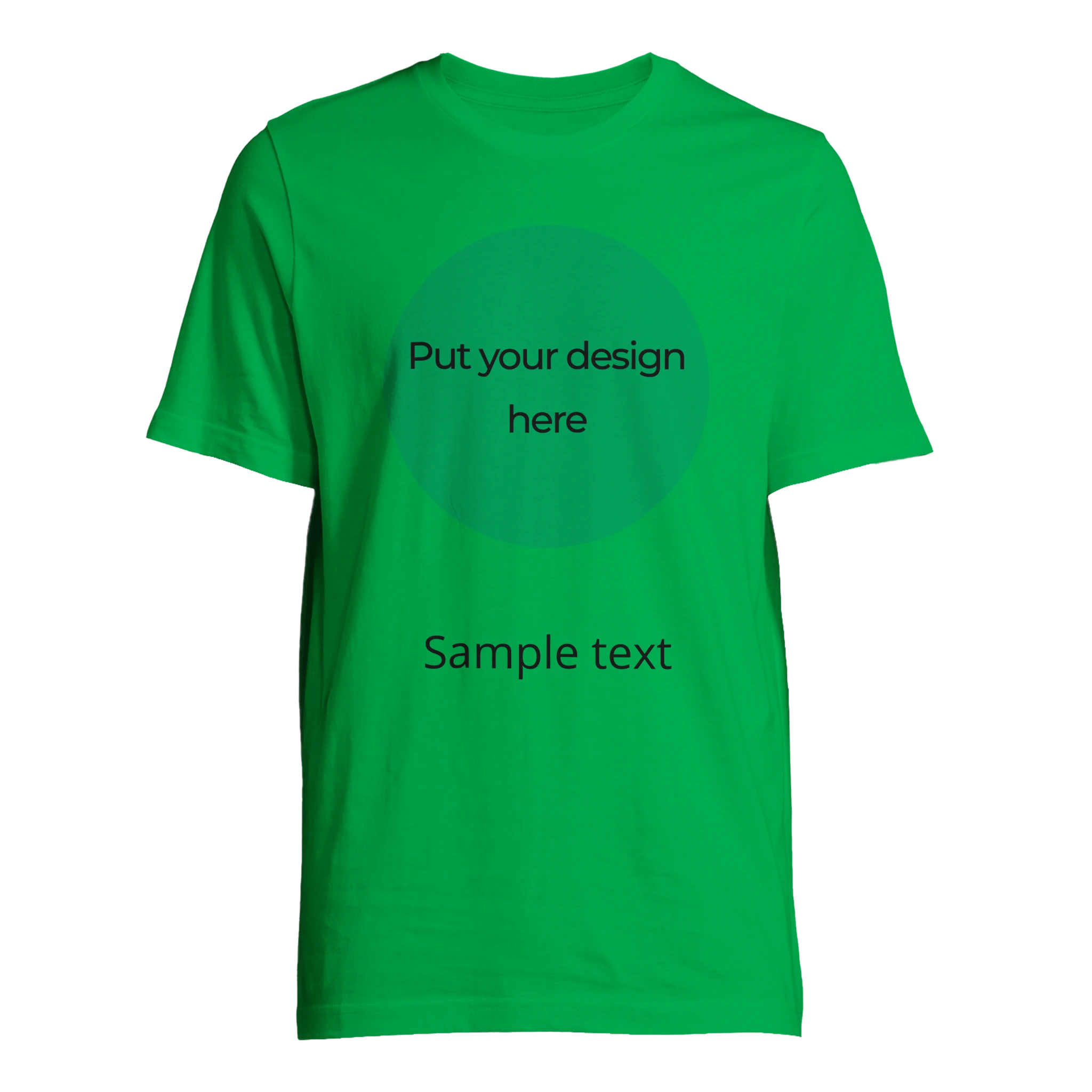 Unisex T-shirt, green with round front design placeholder