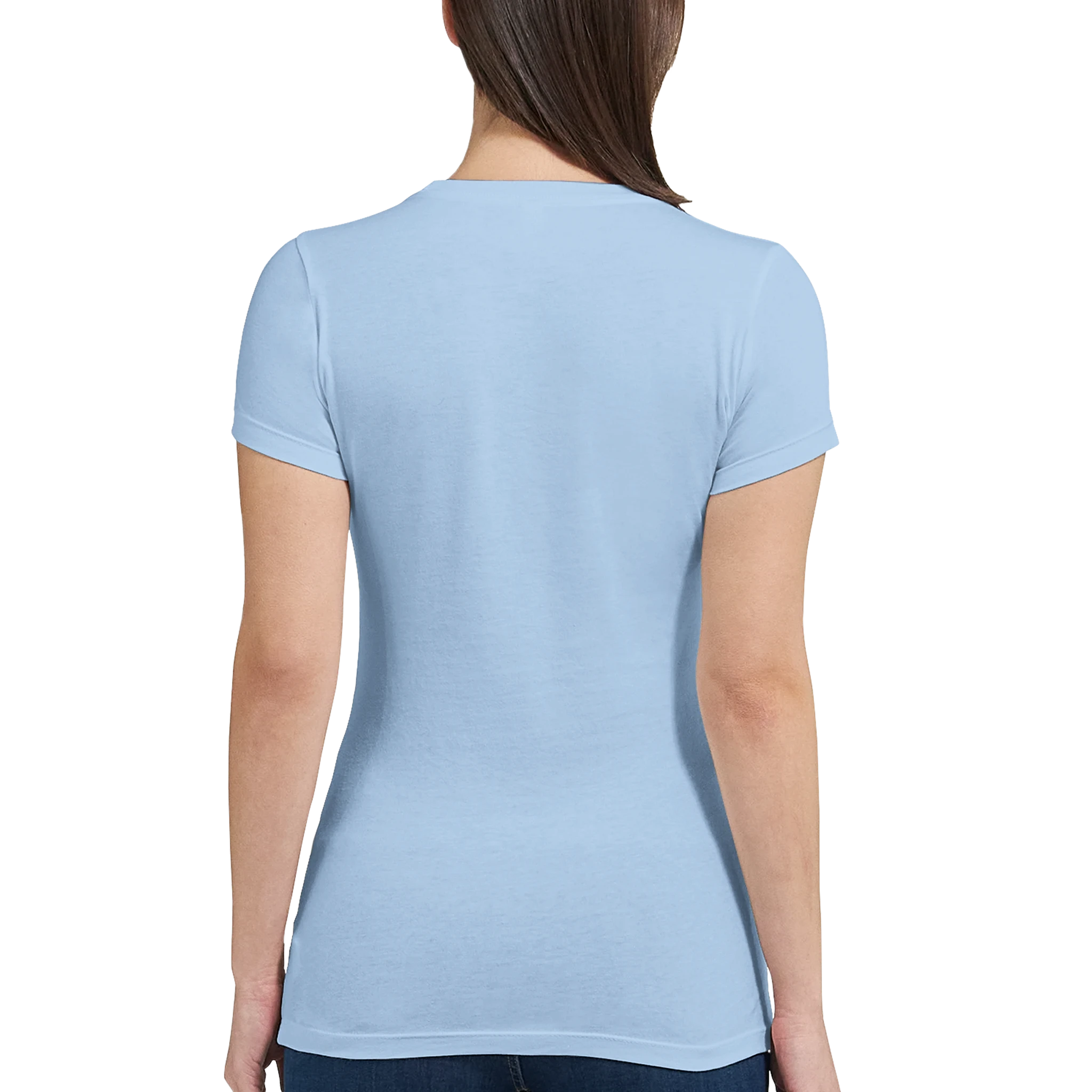 Light blue women’s crewneck T-shirt back view