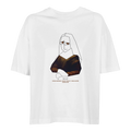 Women’s oversized organic T-shirt in white with Mona Lisa graphic on front