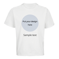 Unisex oversized white T-shirt with centered custom design print placeholder