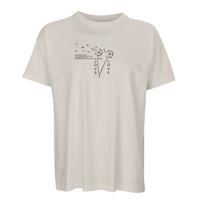 Men’s oversized T-shirt in off-white with small “LOVE” graphic on chest