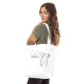 Organic tote bag, white, with LOVE floral graphic and dual shoulder straps