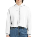 Cropped white women's hoodie with drawstring hood and long sleeves