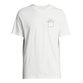 White unisex T-shirt with small boat graphic on the chest