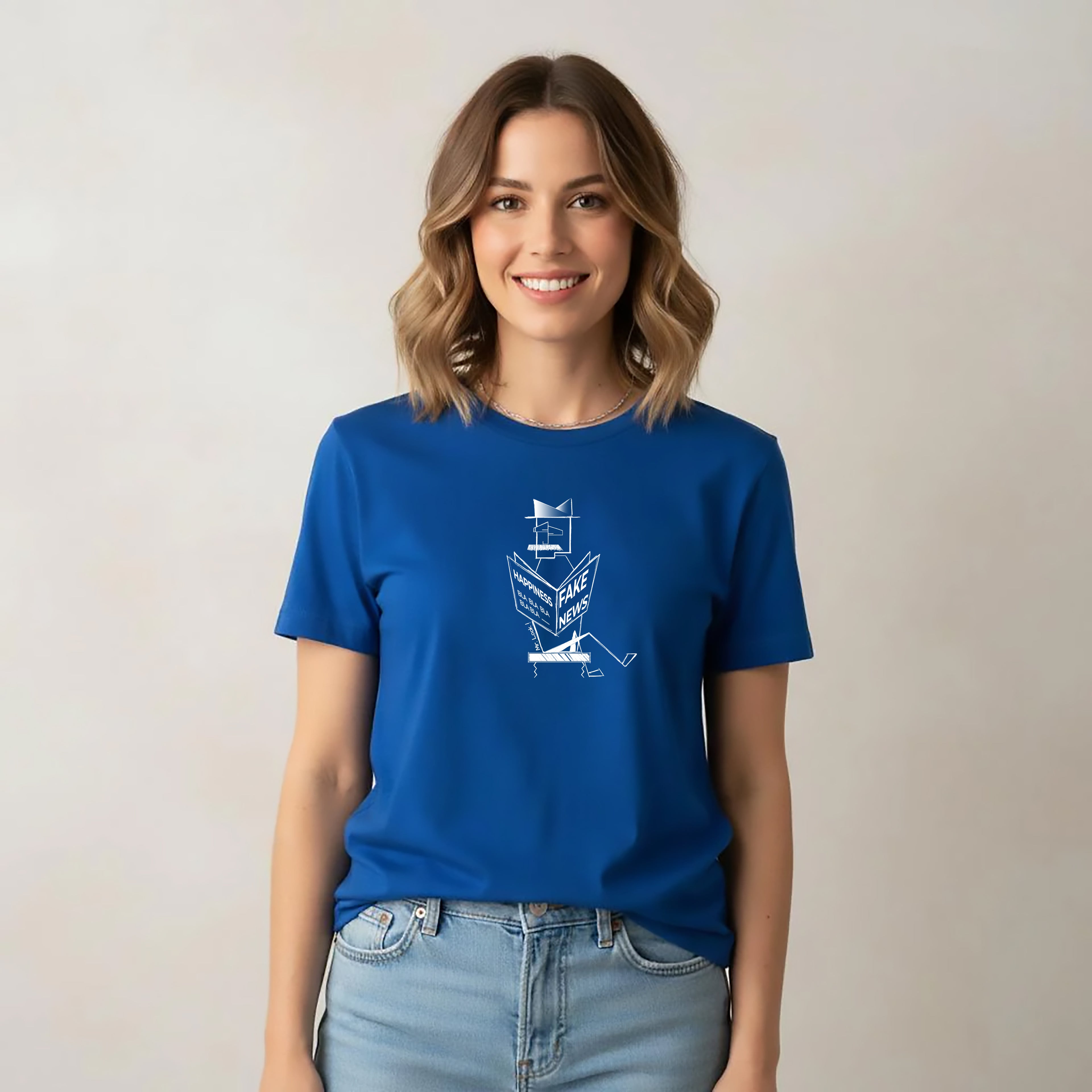 Women's relaxed t-shirt in royal blue with front graphic print