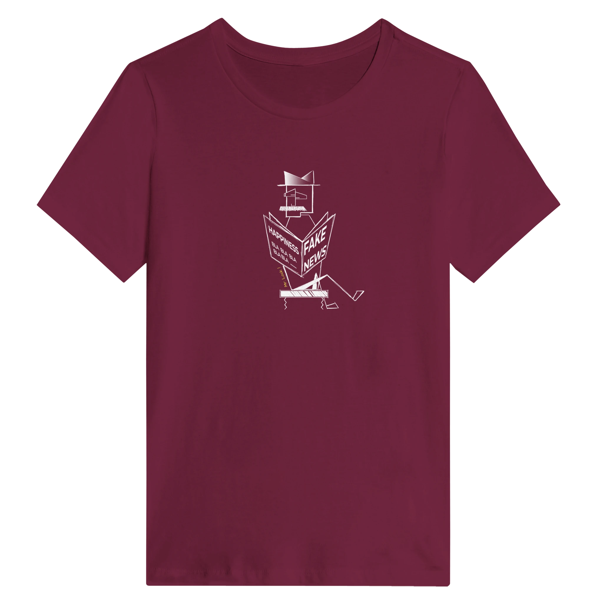 Women’s relaxed T-shirt in maroon with white graphic logo on front