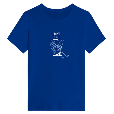 Women’s relaxed T-shirt in royal blue with white graphic logo on front