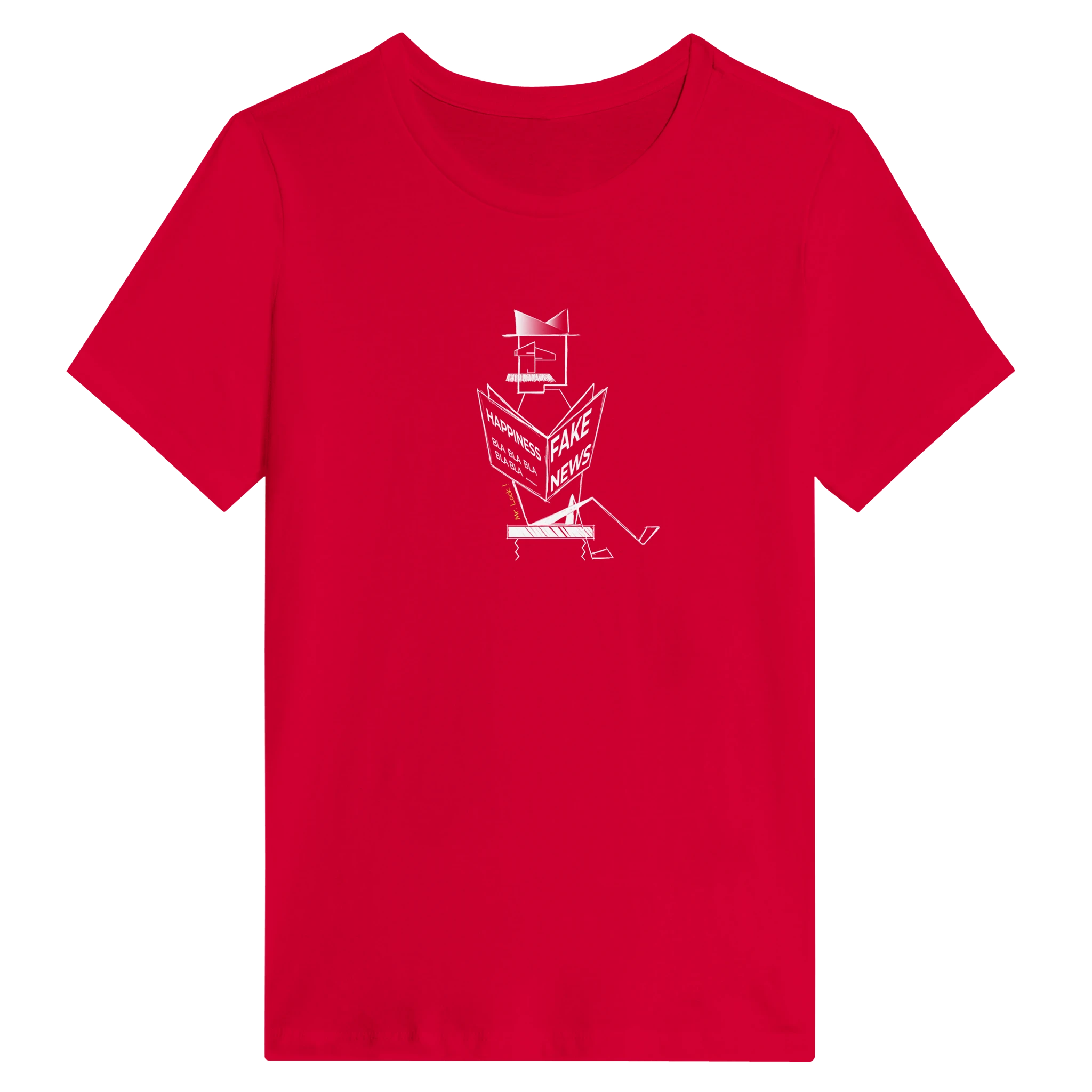 Women's relaxed t-shirt in red with white graphic print