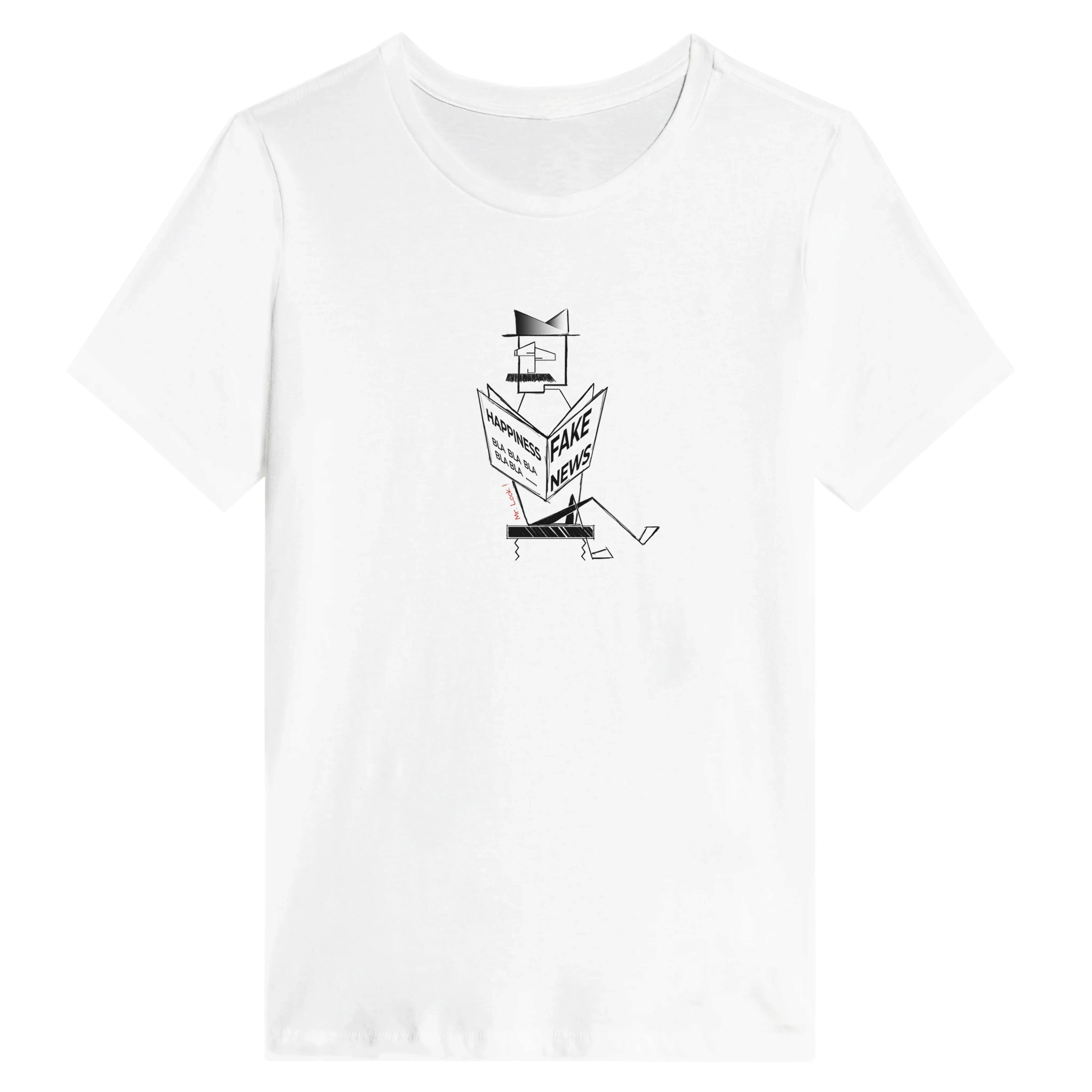 Women’s relaxed T-shirt in white with black-and-white graphic logo on front