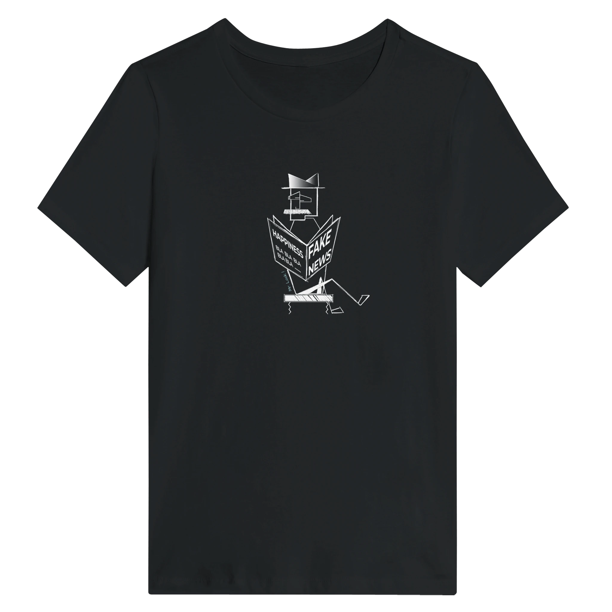 Women’s relaxed T-shirt in black with white graphic logo on front