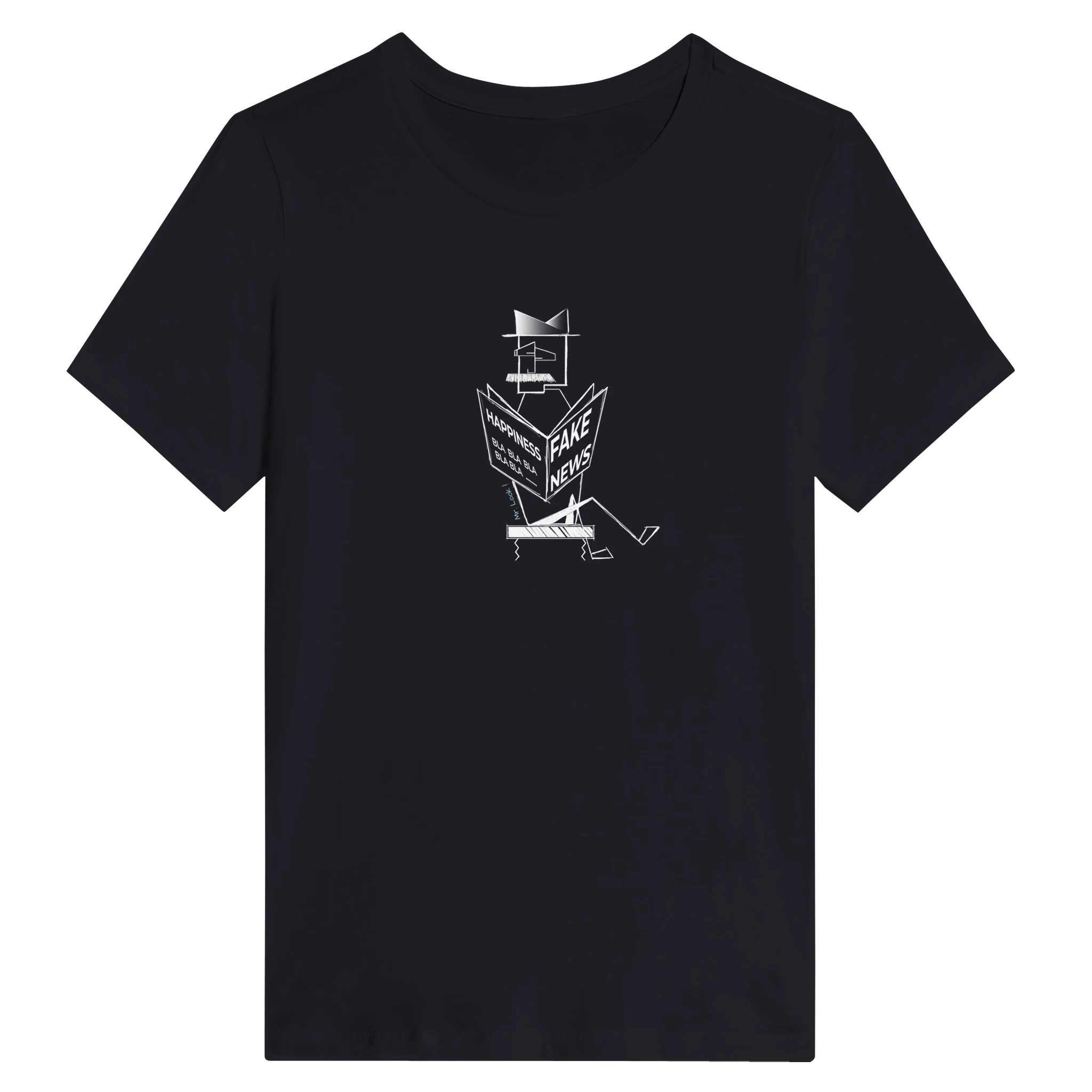 Women’s relaxed T-shirt in black with white graphic logo on front
