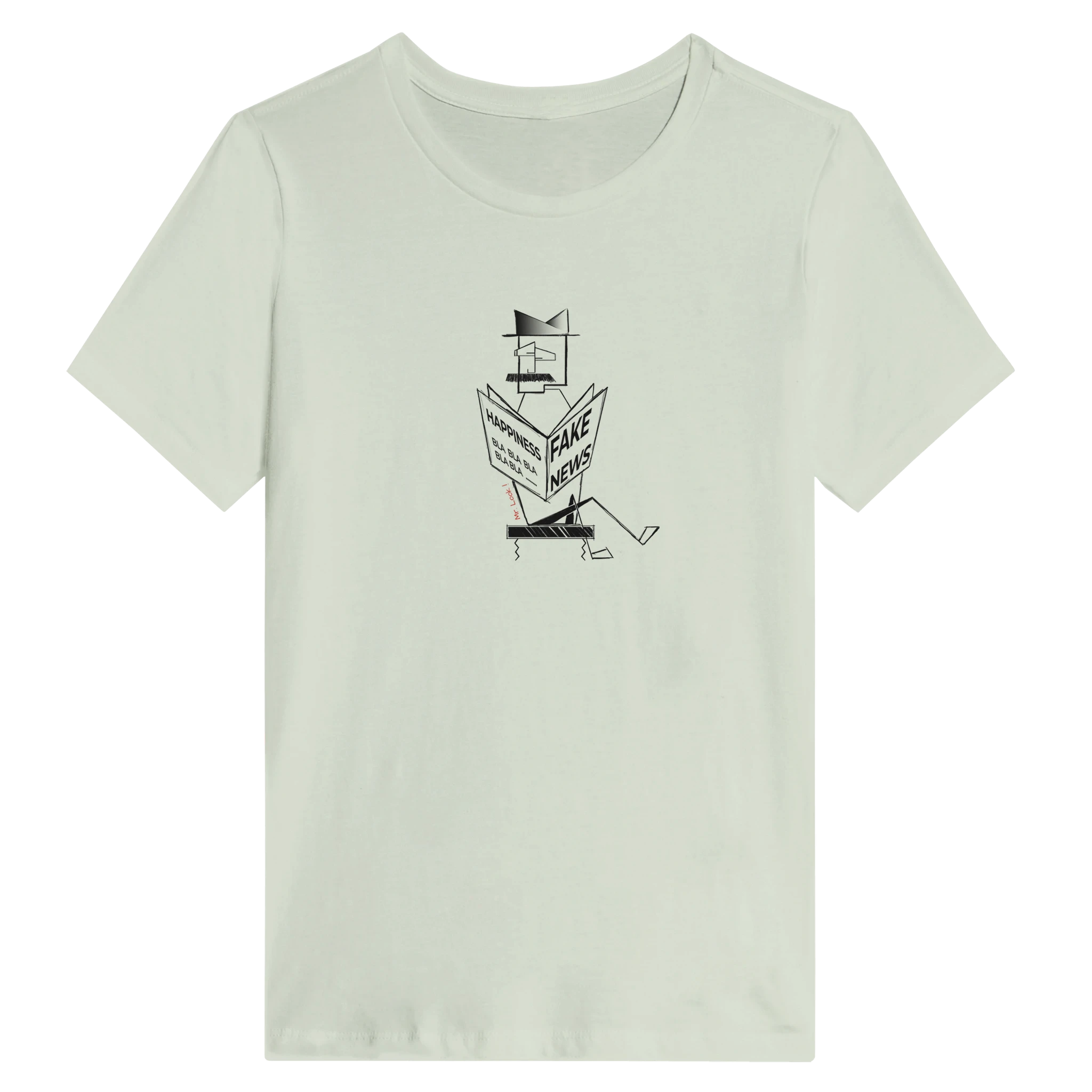 Women’s relaxed T-shirt in white with black graphic logo and small red accent