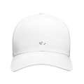 White retro trucker cap with curved brim and small front logo