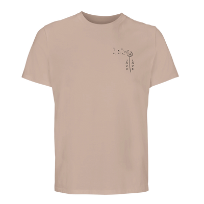 Organic unisex T-shirt, light off-white with small 'LOVE' chest graphic