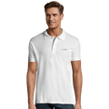 Men's polo shirt in white with button placket and small chest "LOVE" logo