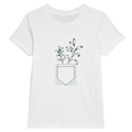 Kids white T-shirt with peace plant graphic on chest